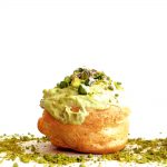 cream puffs with pistachio glaze