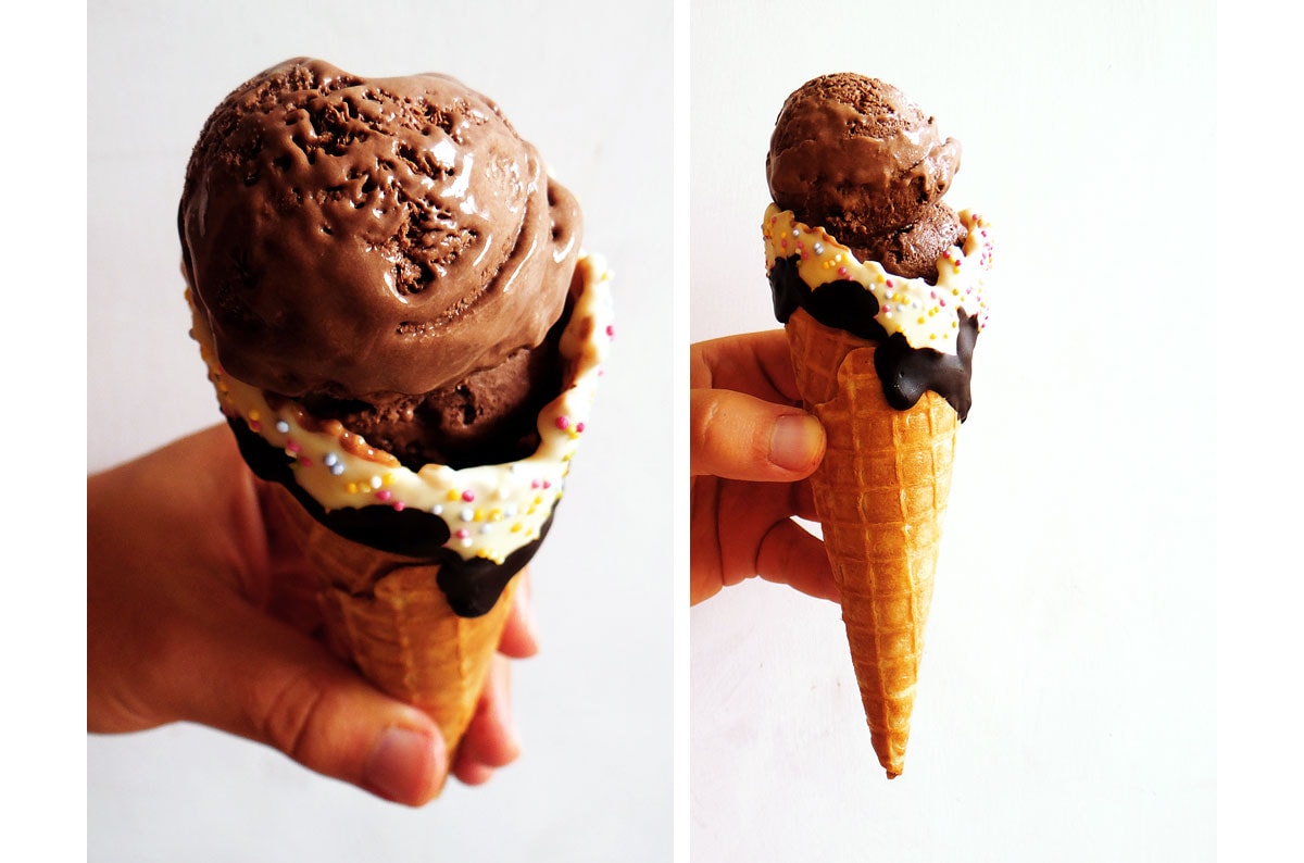 dondurma külahında çikolatalı dondurma