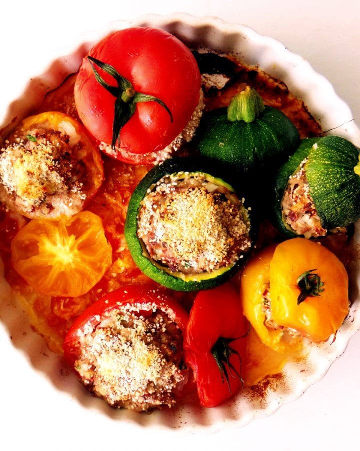 stuffed vegetables in a dish
