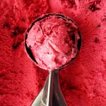 homemade raspberry ice cream scoop