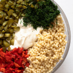 ingredients for creamy pasta salad with mayo