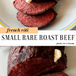 rare roast beef on serving plate