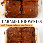 caramel brownies cut into squares