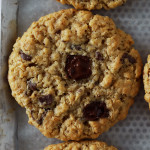 oatmeal chocolate chip cookie on tray