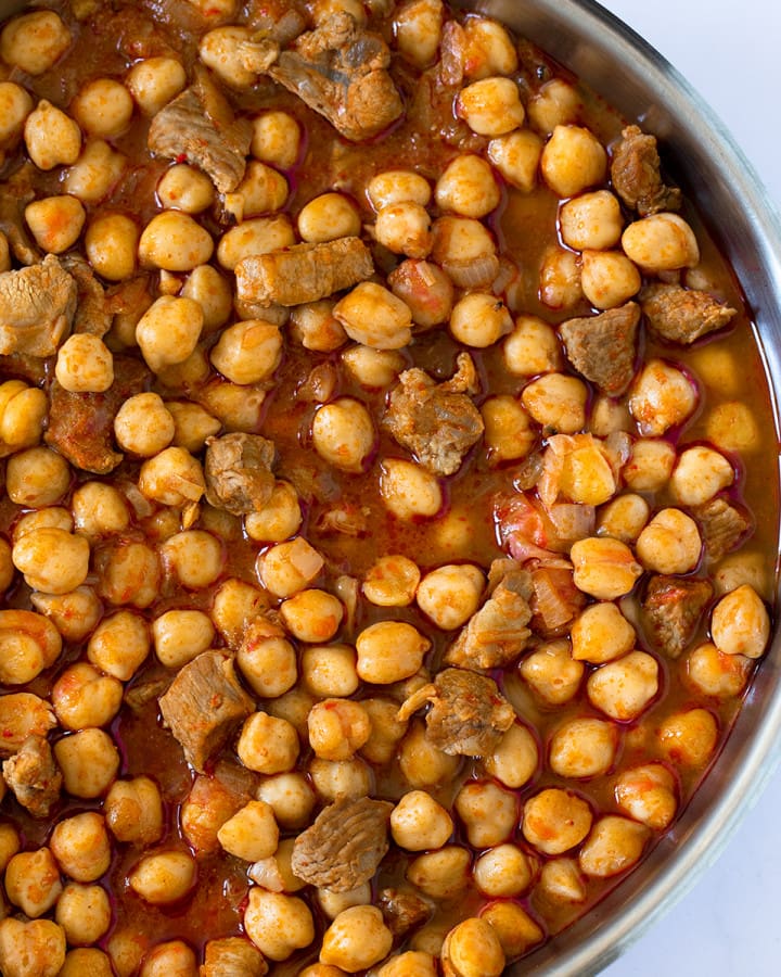 spiced chickpea stew in pan