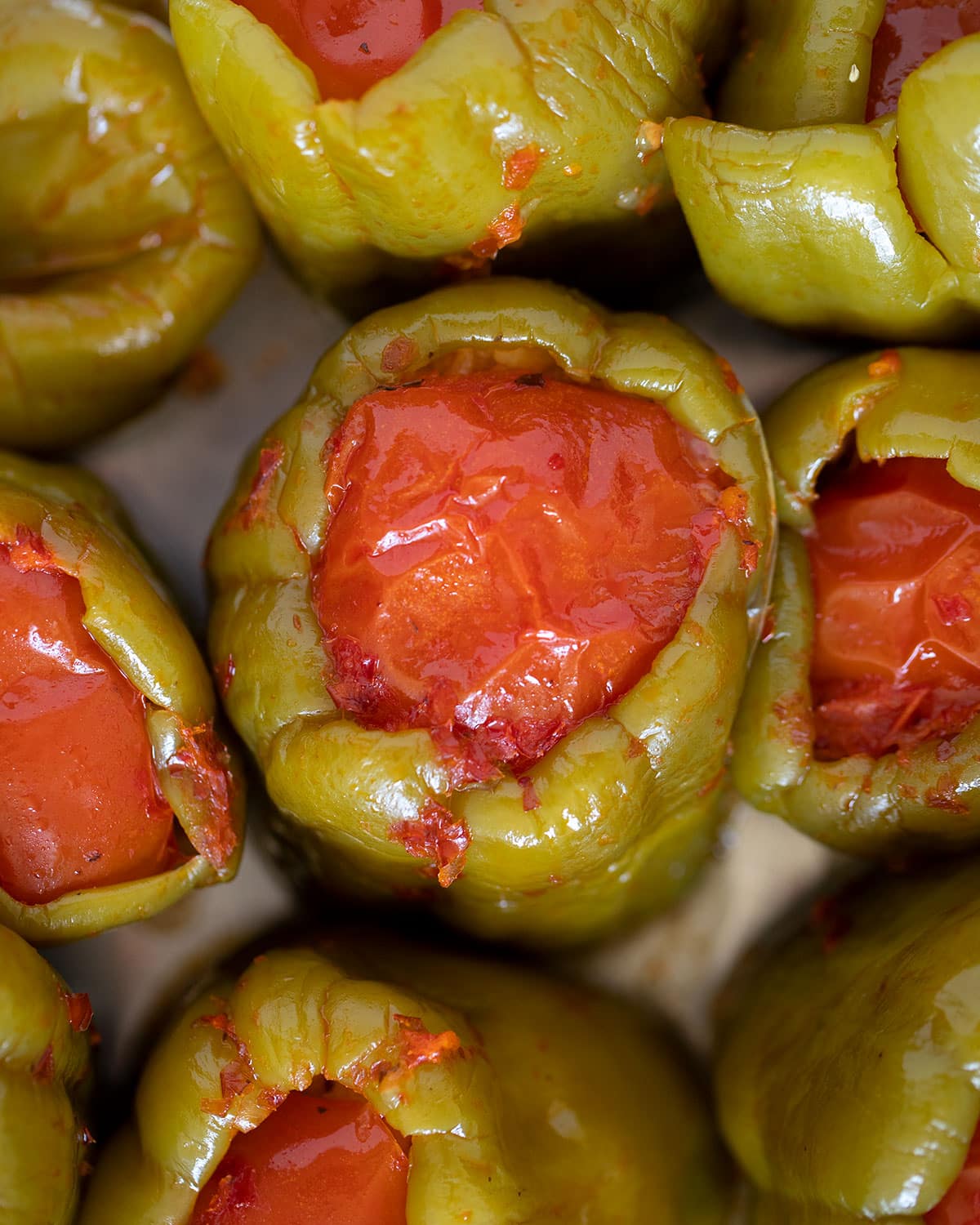 turkish stuffed peppers on tray