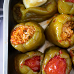 turkish stuffed peppers on a serving dish