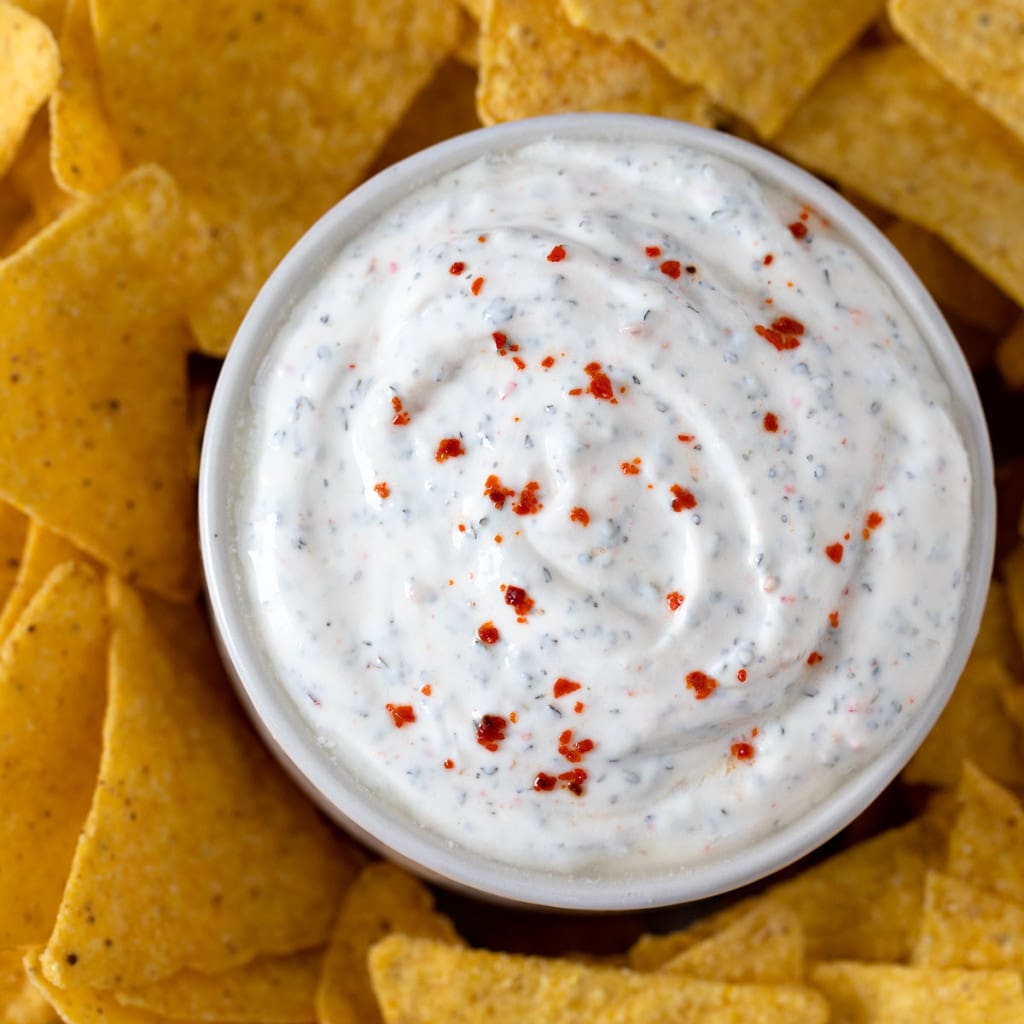 Yogurt dip for chips Picnic on a Broom