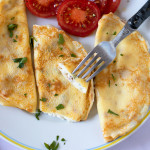 ham and cheese crepes on a plate