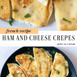 forkful of ham and cheese crepes