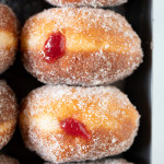 jam doughnuts on tray