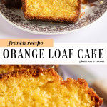 orange loaf cake on dessert plate
