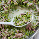 french peas in a ladle