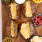baked potatoes cut in half